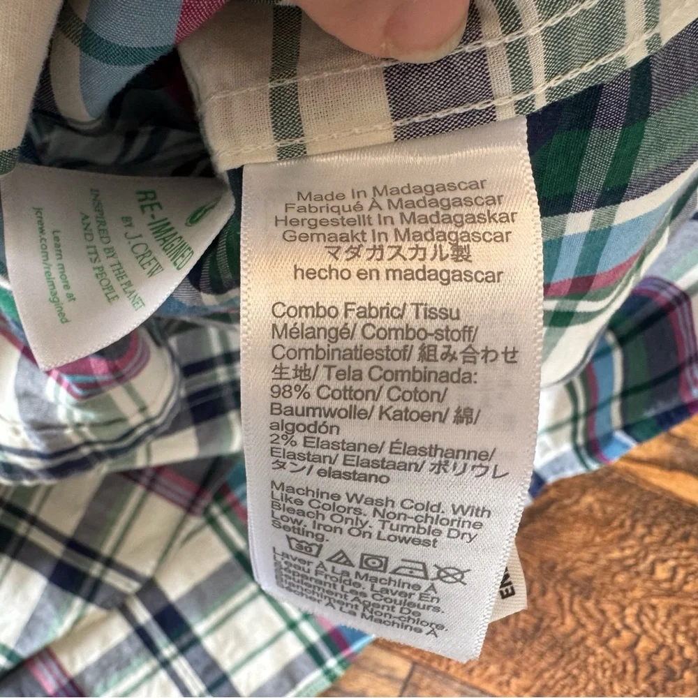 J.Crew Flex Washed Plaid Button Down Shirt Slim Untucked Fit XL Preppy‎ Classic